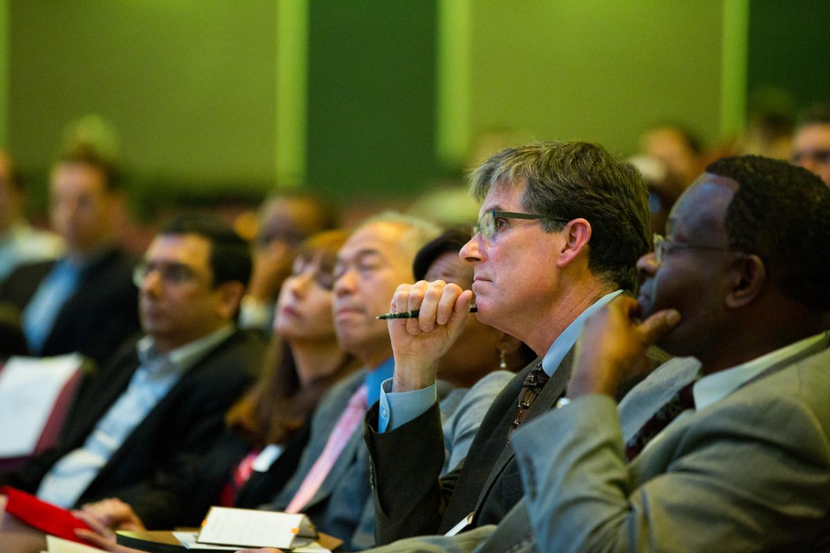 A photo of Lehigh faculty sitting in an auditorium.